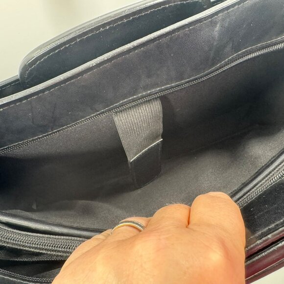 Jack Georges Black Leather Briefcase Executive Business Bag W/Adjustable Straps - Picture 15 of 16